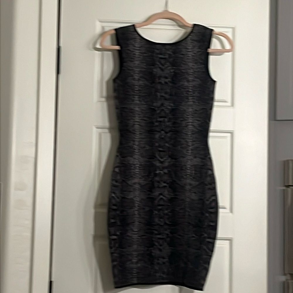 Black and gray backless snake print dress